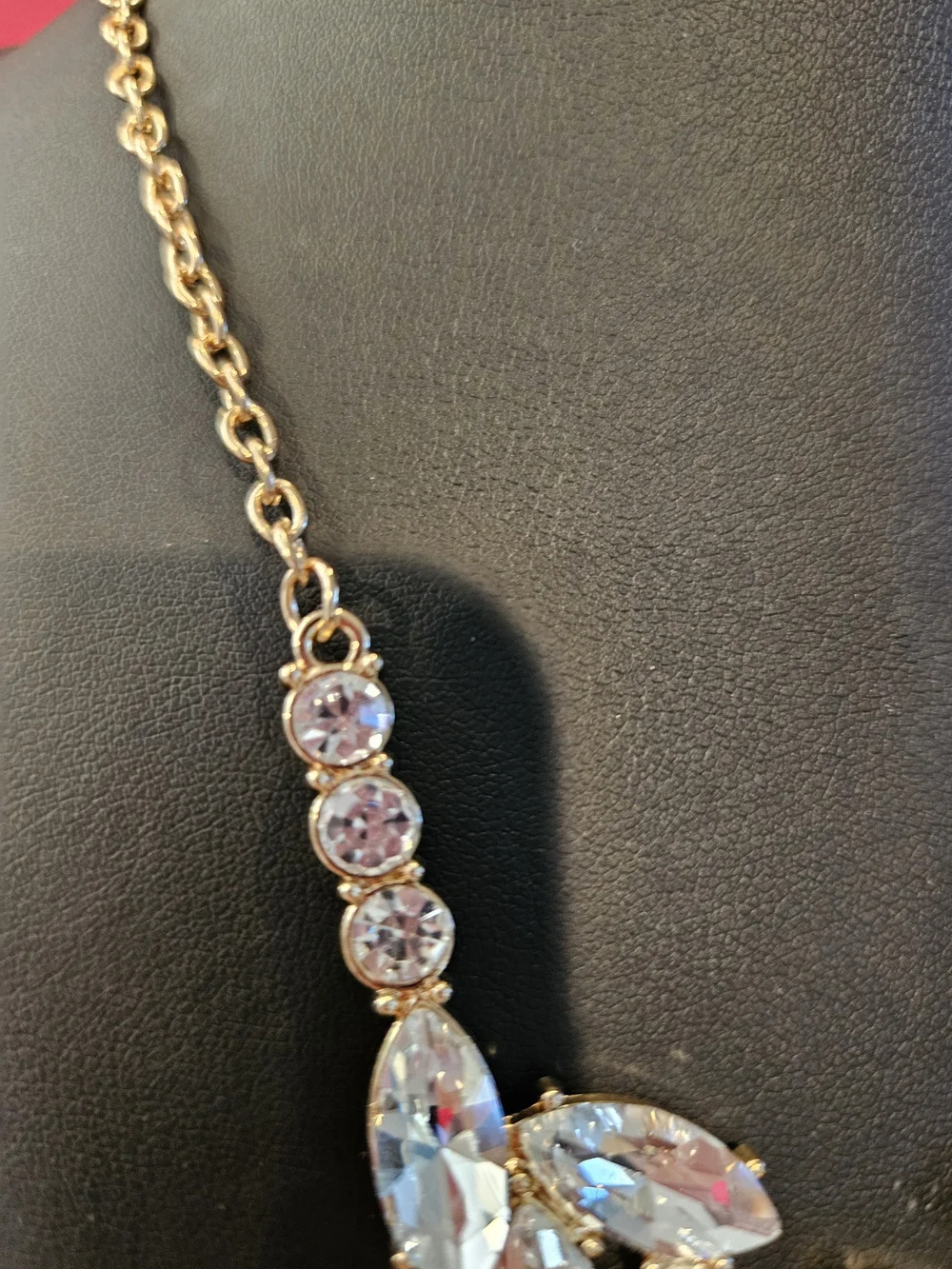 paparazzi Gold-Tone Clear Crystal Teardrop Statement Necklace